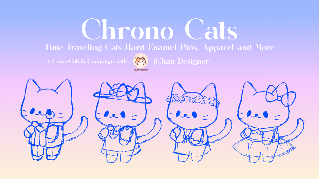 Chrono Cats: A collection of time traveling cats hard enamel pins, apparel and more!