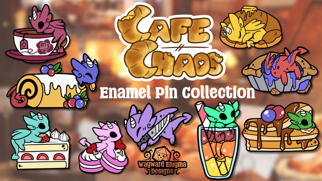 Cafe Chaos - A Freshly Baked Enamel Pin Set!