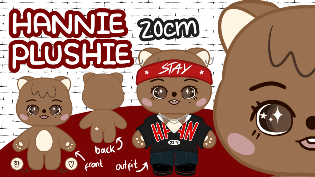 Hannie Plushie, 20cm, with full Outfit, SKZ inspired